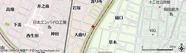 愛知県岩倉市曽野町（大下）周辺の地図