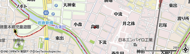 愛知県岩倉市大山寺町（高畑）周辺の地図