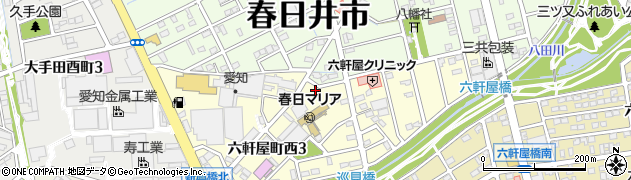 愛知県春日井市六軒屋町（杁鹿下）周辺の地図