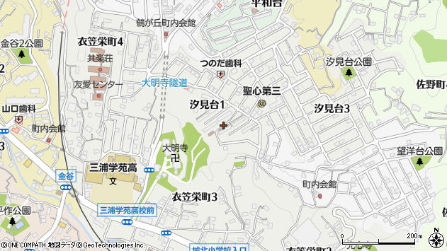 〒238-0054 神奈川県横須賀市汐見台の地図