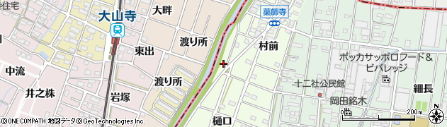 愛知県北名古屋市薬師寺（山浦草木附）周辺の地図