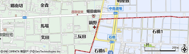 愛知県一宮市萩原町西御堂鍋野9周辺の地図