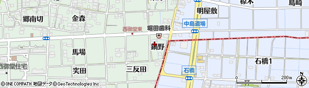 愛知県一宮市萩原町西御堂鍋野6周辺の地図