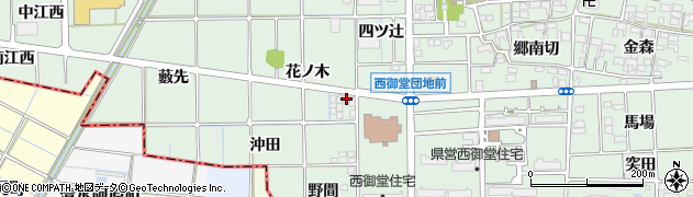 愛知県一宮市萩原町西御堂（花ノ木）周辺の地図