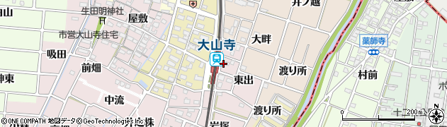愛知県岩倉市大山寺町（東出）周辺の地図