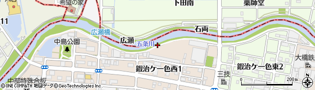 愛知県北名古屋市鍜治ケ一色西垂周辺の地図