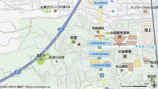 〒250-0042 神奈川県小田原市荻窪の地図