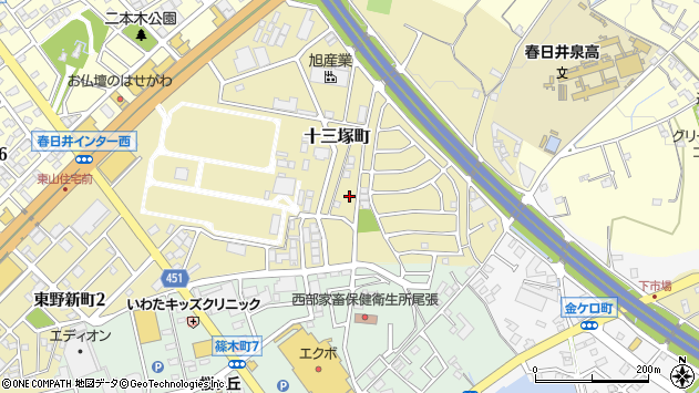 〒486-0815 愛知県春日井市十三塚町の地図