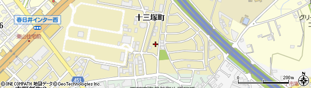 愛知県春日井市十三塚町周辺の地図