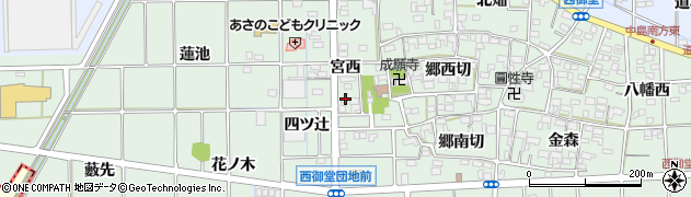 愛知県一宮市萩原町西御堂宮西15周辺の地図