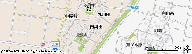 愛知県稲沢市祖父江町祖父江（内川田）周辺の地図