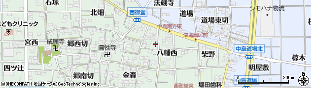愛知県一宮市萩原町西御堂八幡西周辺の地図