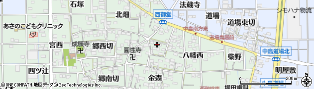愛知県一宮市萩原町西御堂八幡西14周辺の地図