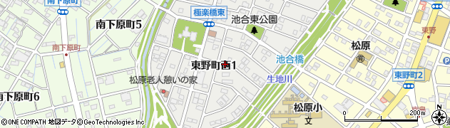 愛知県春日井市東野町西1丁目周辺の地図