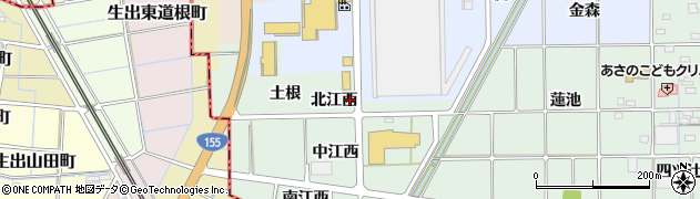 愛知県一宮市萩原町西御堂北江西周辺の地図