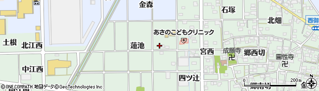 愛知県一宮市萩原町西御堂（蓮池）周辺の地図