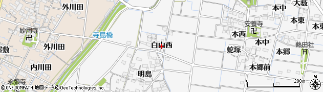 愛知県稲沢市祖父江町山崎（白山西）周辺の地図