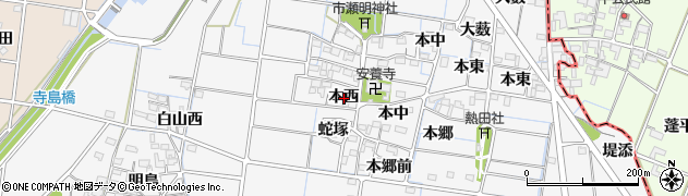 愛知県稲沢市祖父江町山崎（本西）周辺の地図