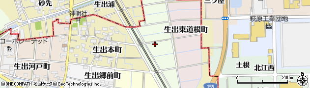愛知県稲沢市生出西道根町周辺の地図