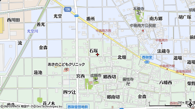 〒491-0365 愛知県一宮市萩原町西御堂の地図