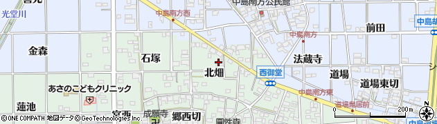 愛知県一宮市萩原町西御堂（北畑）周辺の地図