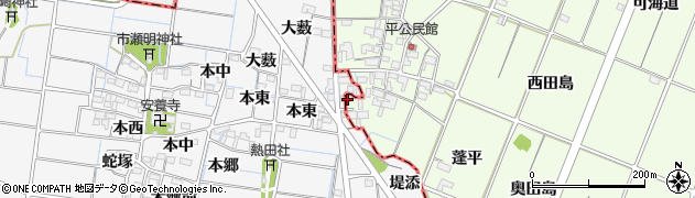 愛知県一宮市玉野蓬平2周辺の地図