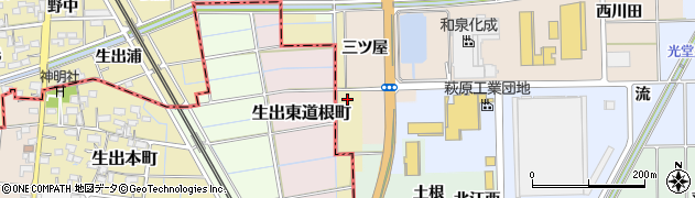 愛知県一宮市萩原町築込道根周辺の地図