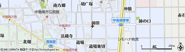 愛知県一宮市萩原町中島前田周辺の地図