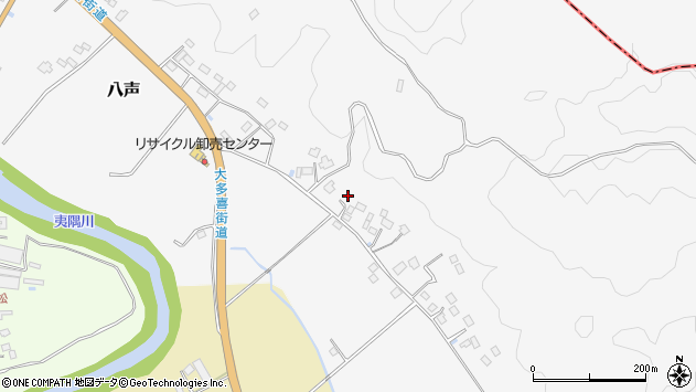 〒298-0222 千葉県夷隅郡大多喜町八声の地図