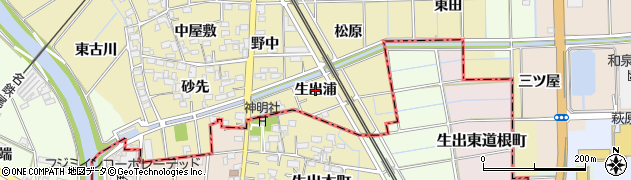 愛知県一宮市萩原町築込（生出浦）周辺の地図