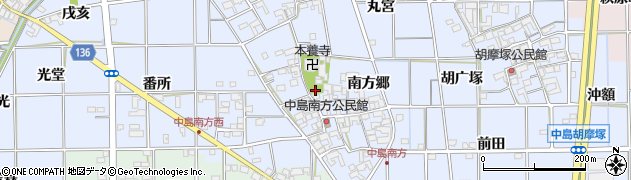 愛知県一宮市萩原町中島（南方郷北切）周辺の地図