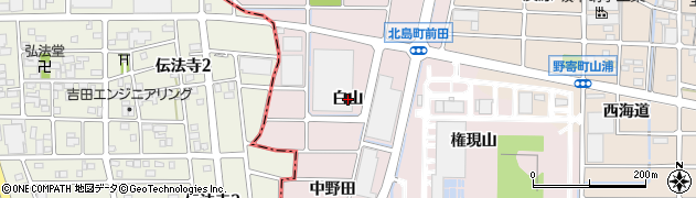 愛知県岩倉市北島町（白山）周辺の地図