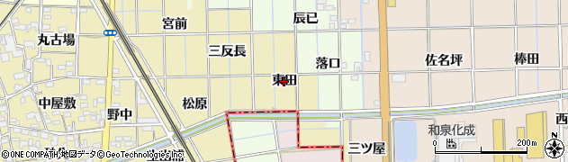 愛知県一宮市萩原町築込（東田）周辺の地図