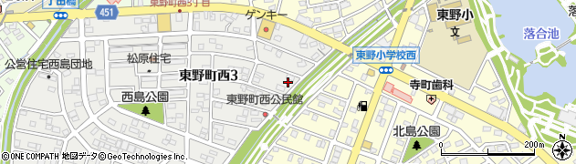 愛知県春日井市東野町西3丁目13周辺の地図