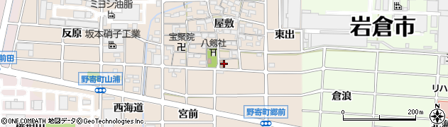 愛知県岩倉市野寄町（屋敷）周辺の地図
