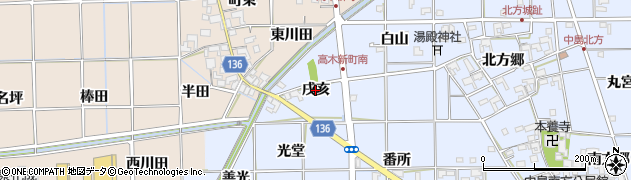 愛知県一宮市萩原町中島（戌亥）周辺の地図
