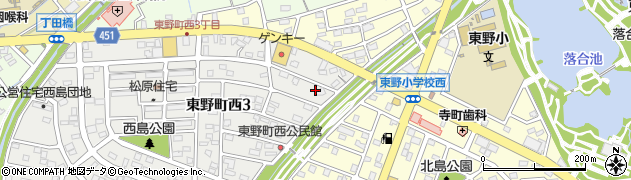 愛知県春日井市東野町西3丁目12周辺の地図