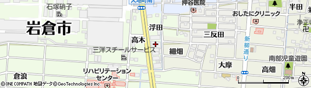 愛知県岩倉市川井町（浮田）周辺の地図