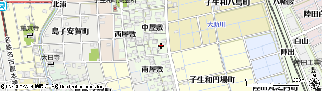 愛知県稲沢市子生和町（中屋敷）周辺の地図