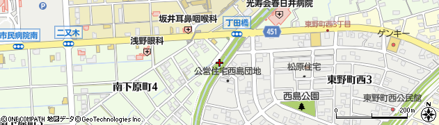 愛知県春日井市西島町周辺の地図