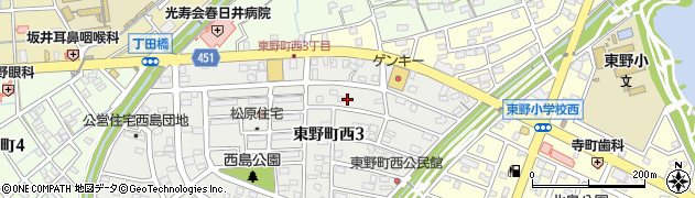 愛知県春日井市東野町西3丁目9周辺の地図