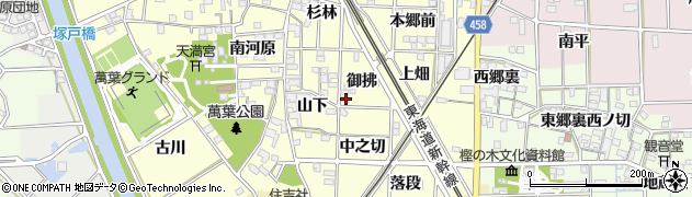 愛知県一宮市萩原町戸苅御拂10周辺の地図