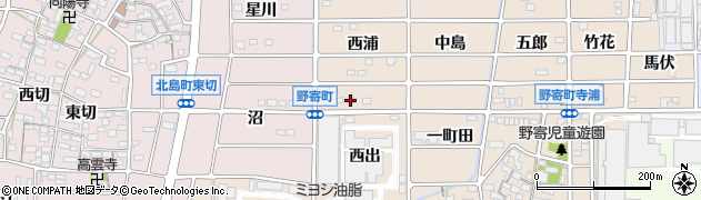 愛知県岩倉市野寄町（西浦）周辺の地図
