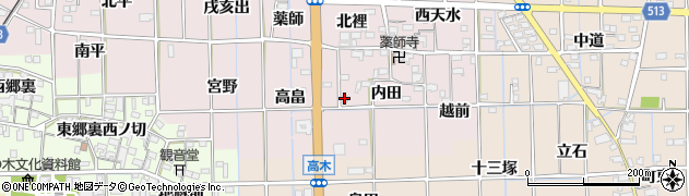 愛知県一宮市萩原町滝内田16周辺の地図
