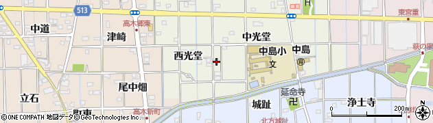愛知県一宮市萩原町西宮重中光堂周辺の地図