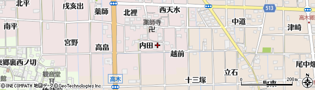 愛知県一宮市萩原町滝内田44周辺の地図