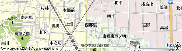 愛知県一宮市萩原町高松西郷裏周辺の地図
