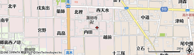 愛知県一宮市萩原町滝内田周辺の地図