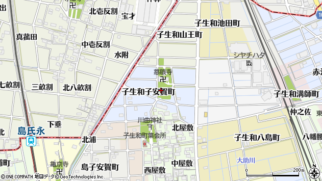 〒492-8108 愛知県稲沢市子生和子安賀町の地図