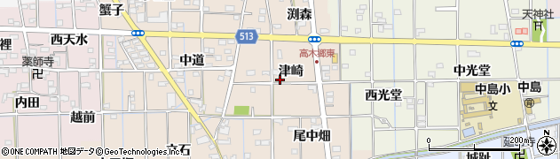 愛知県一宮市萩原町高木（津崎）周辺の地図
